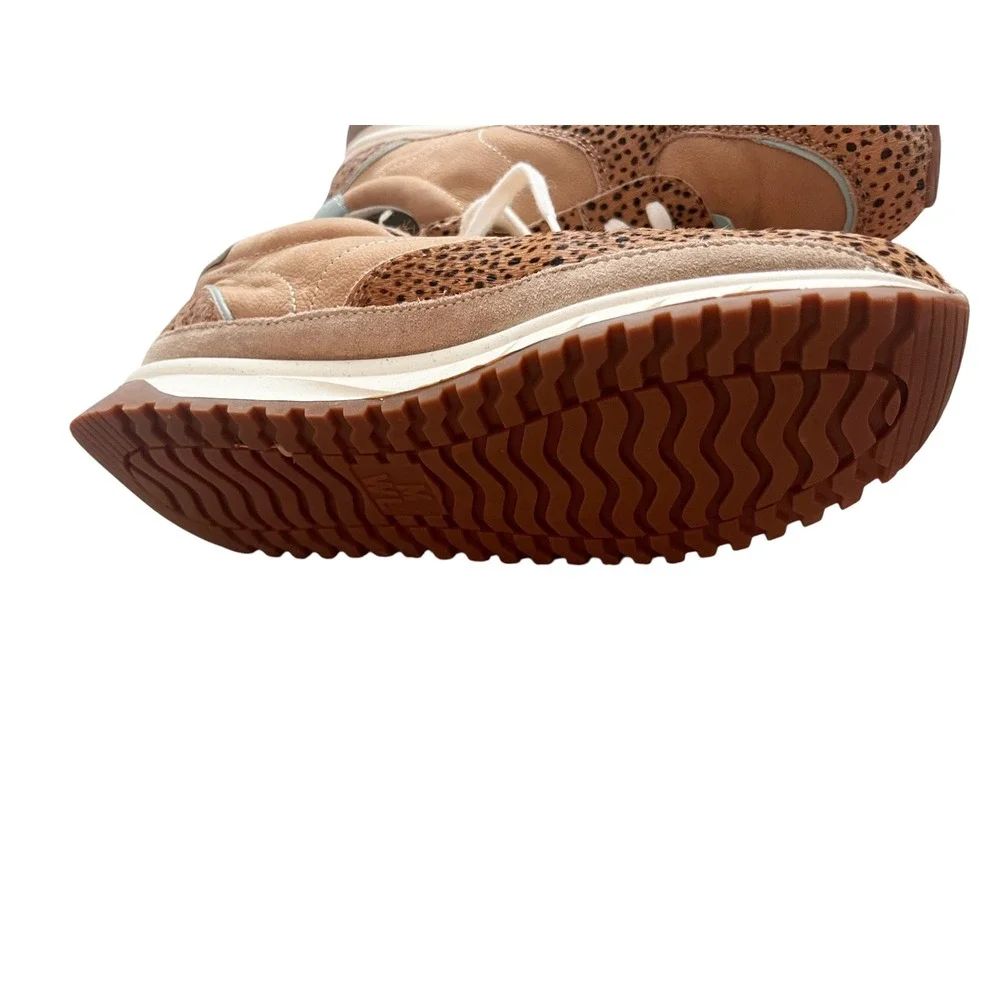Madewell MWL Court Sneakers Cheetah Calf Hair Leather Tan Blue NA848 Womens 8.5